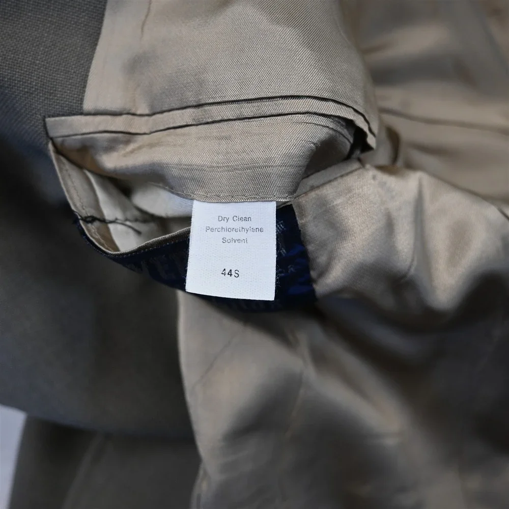 Vtg USA 44S Tan Taupe Gray Hopsack Gold Button Mens Blazer Jacket Sport Coat‎